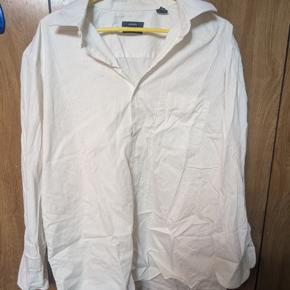 Alfani White Cotton Casual Button Down Shirt
